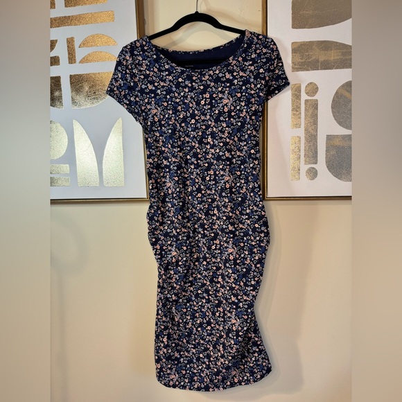 Short Sleeve T-Shirt Midi Maternity Dress - Isabel Maternity Size M Floral - Picture 5 of 9